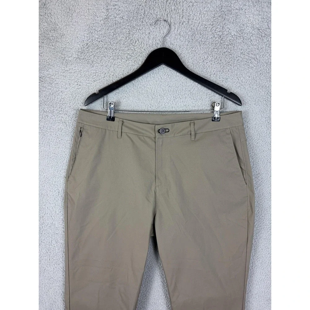 Public Rec Pants Mens 34x30 Beige Slim Fit Microfiber Chino Casual Travel Mens